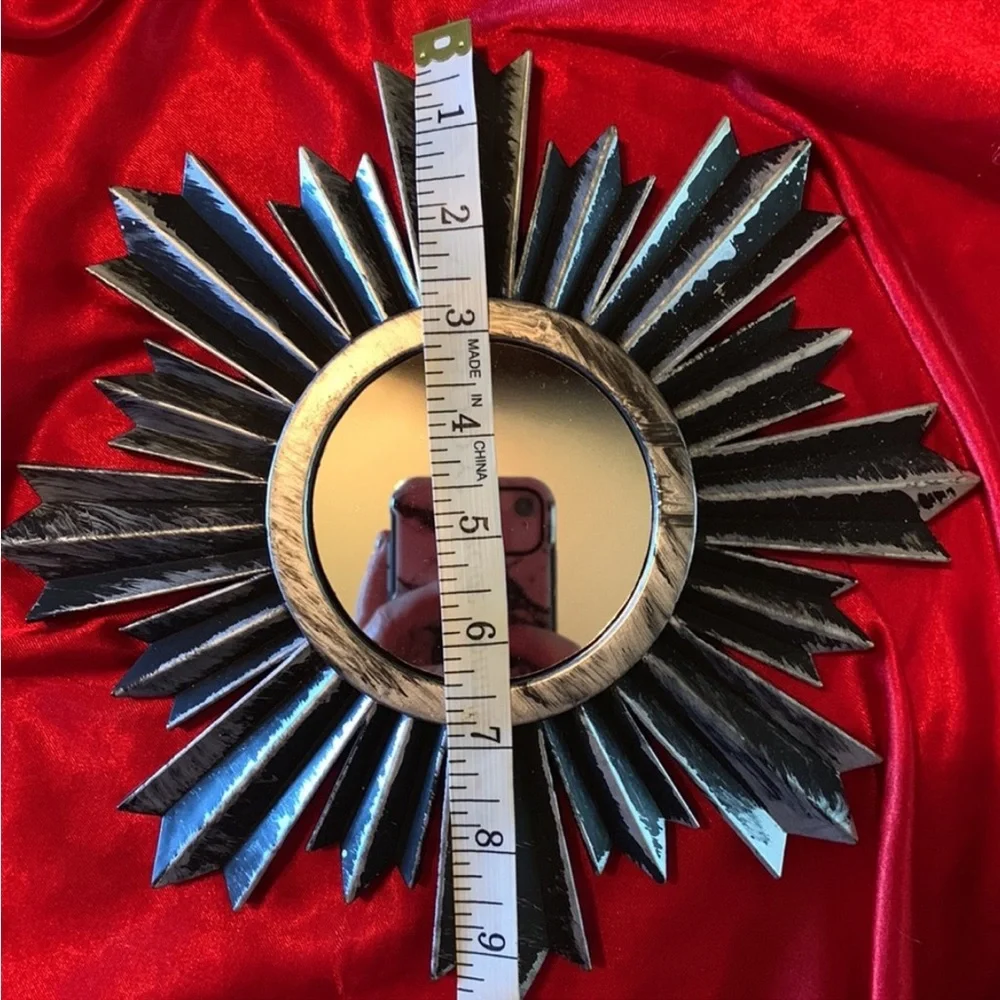 🌸3/$25 🆕 Sunburst Mirror Accent Wall Decor Art, Silver & Black Small Mirror